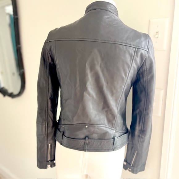 Zara Sheep Leather Moto Jacket Size M - Picture 9 of 10